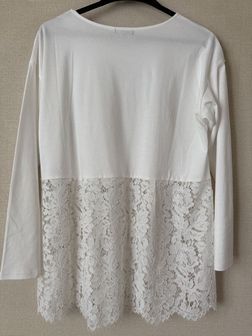 INDIVI【レイヤードにおすすめ】レース切り替えカットソー　38号白