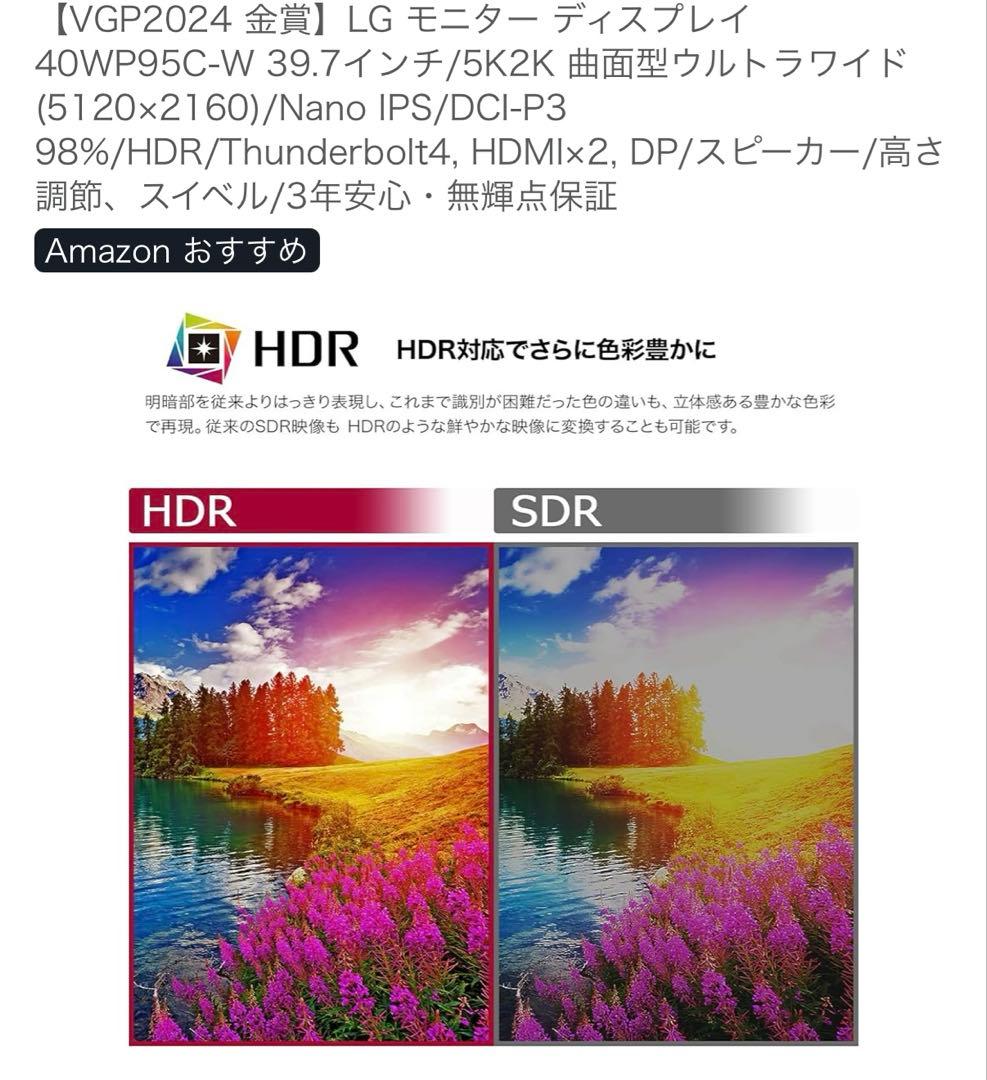 極美品 LG 40WP95C-W 39.7インチ5K2K ウルトラワイドモニター