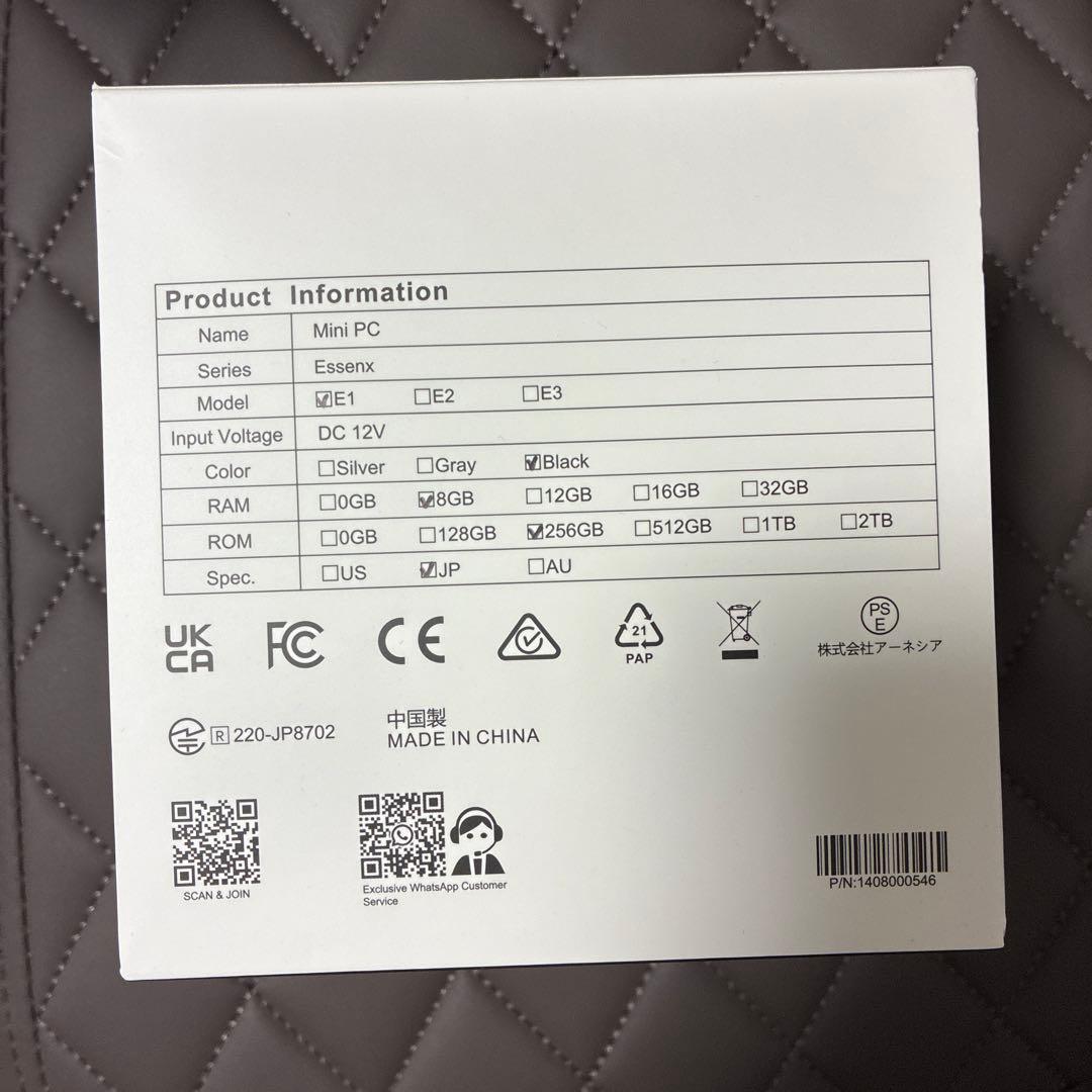 ミニPC 最新第12世代 8GB DDR4 256GB E1-N95