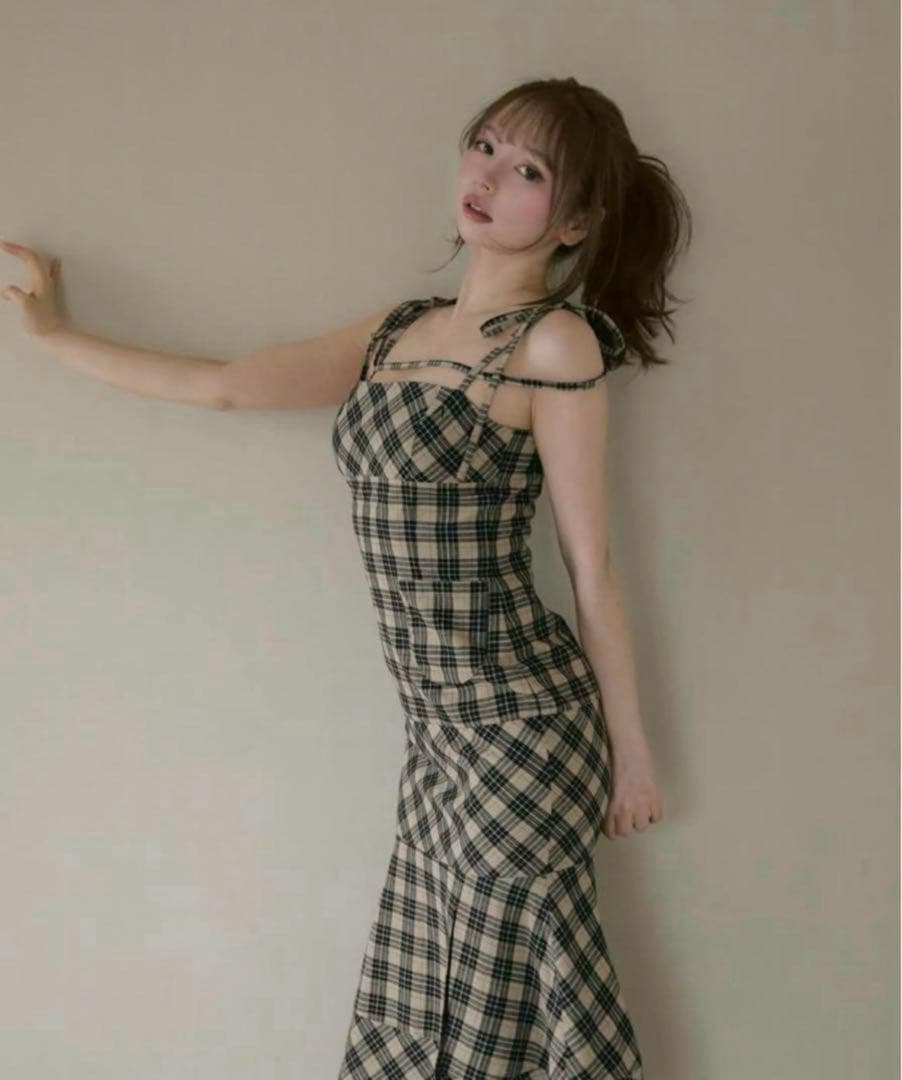 andmary アンドマリー Cecily check long dress
