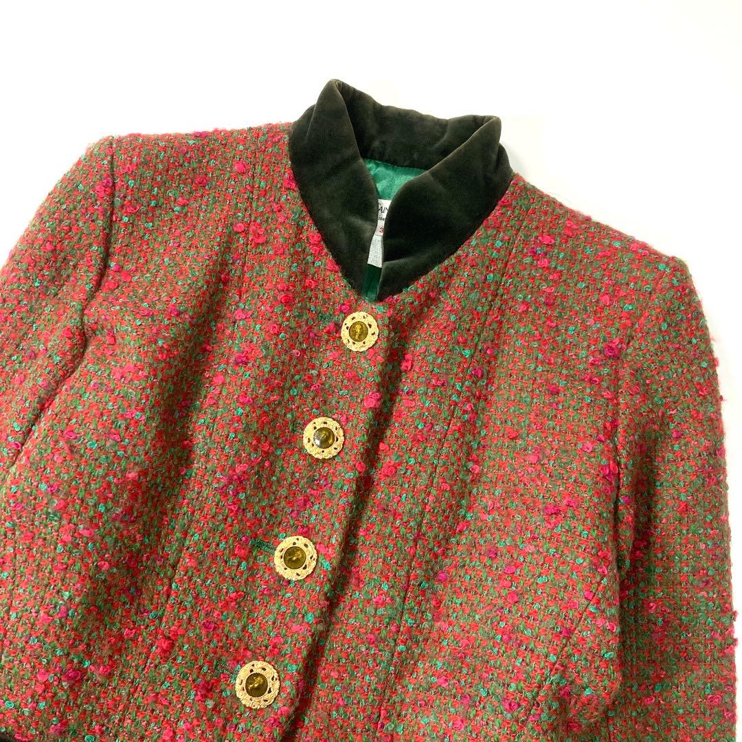 イヴサンローラン ヴィンテージジャケット ツイード 金ボタン 38