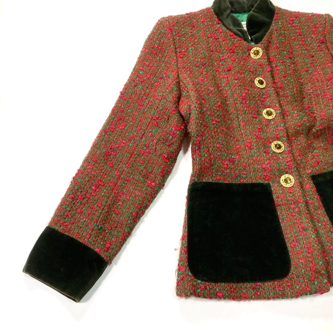 イヴサンローラン ヴィンテージジャケット ツイード 金ボタン 38