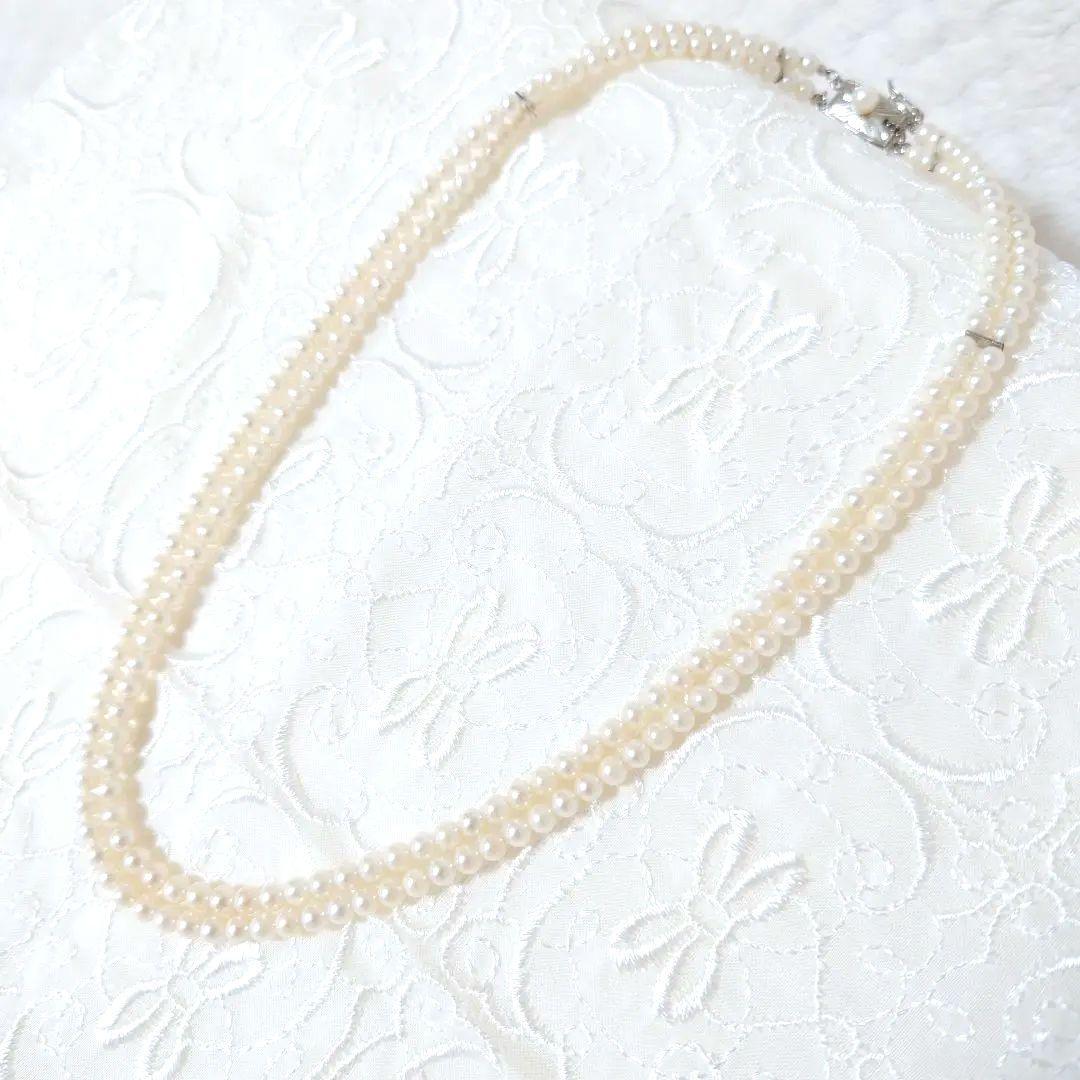 アコヤホワイトベビーパールネックレス2連3mm 20cm
