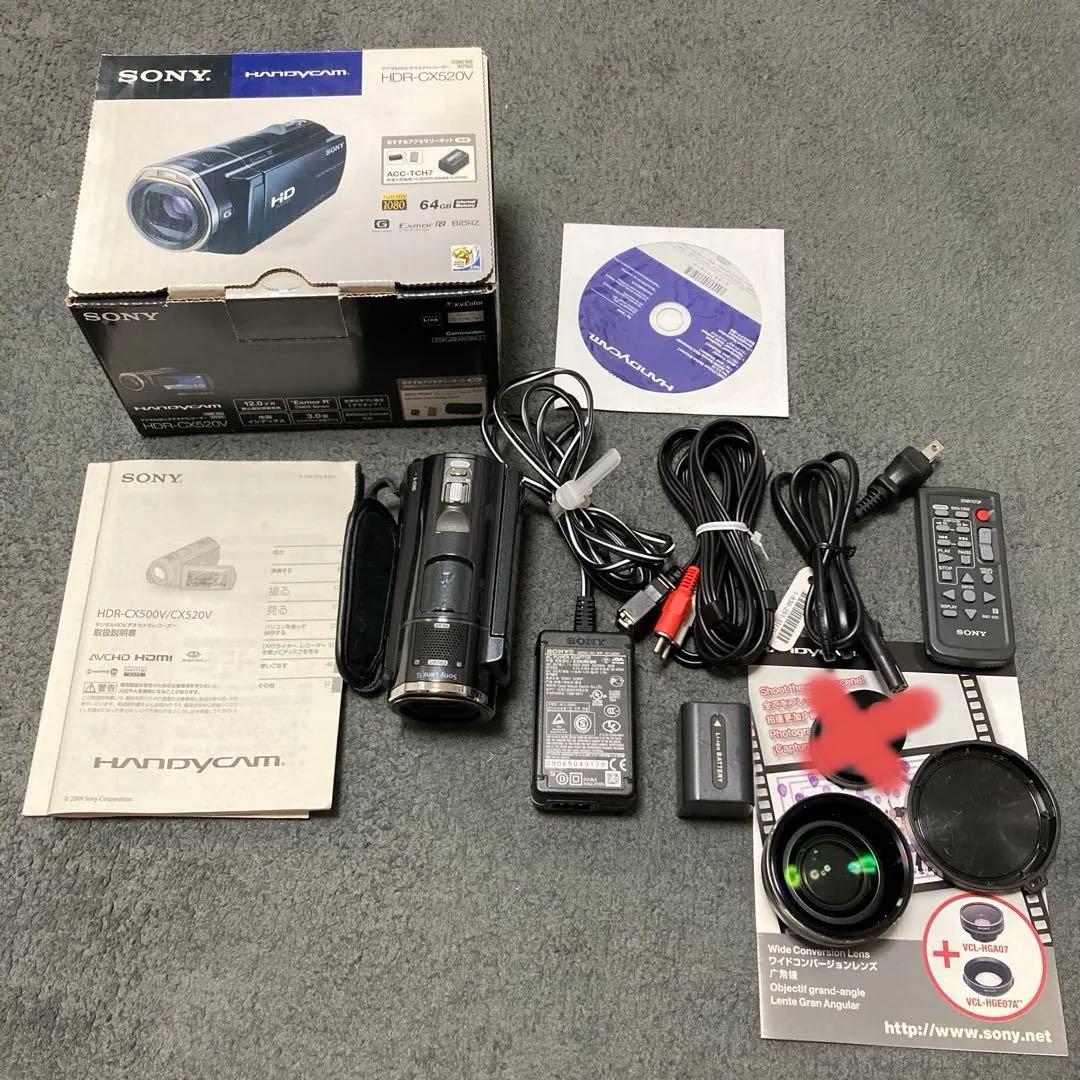 ソニー　ビデオカメラ　SONY HDR-CX520V ワイド　ピンホ－ルレンズ