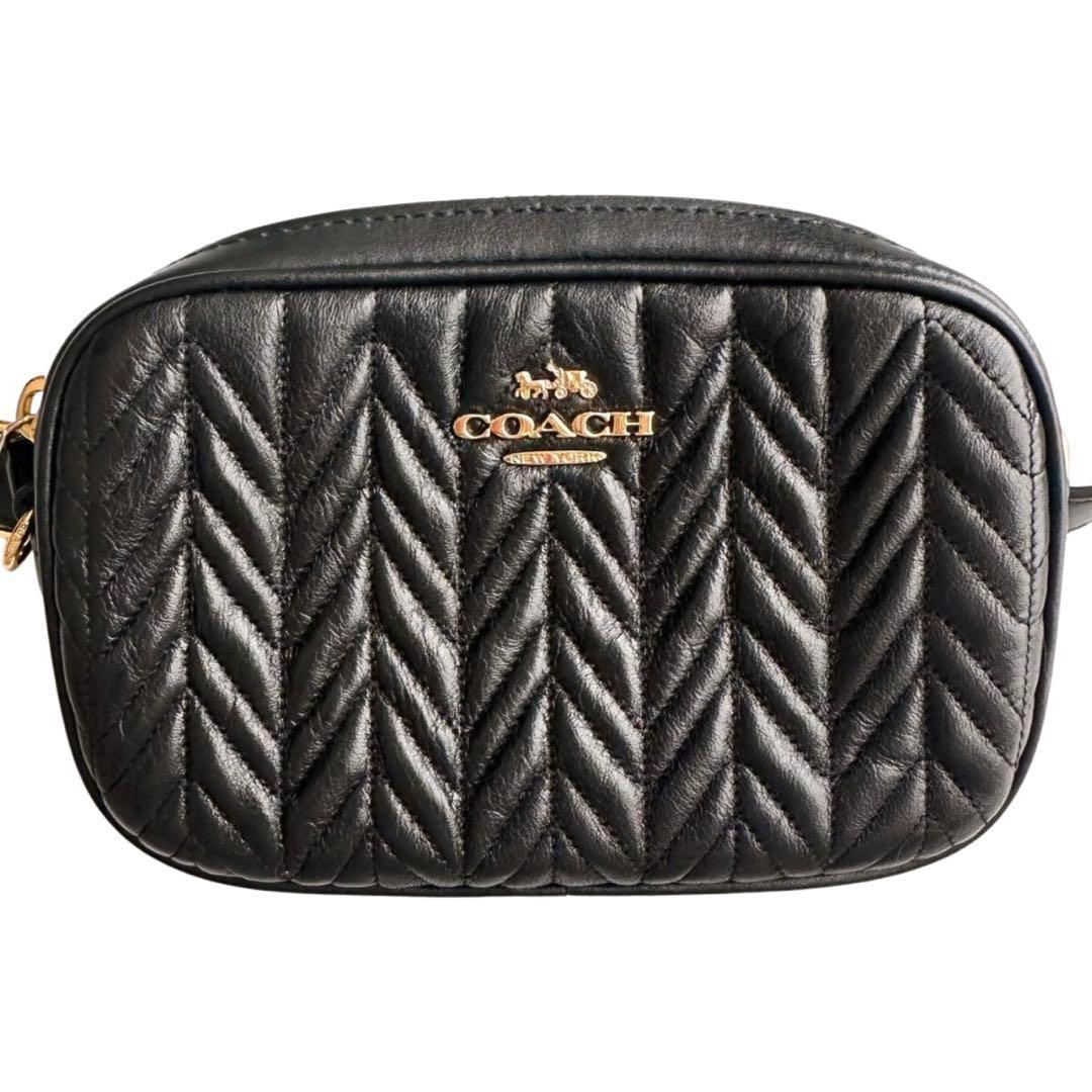 COACH ブラック キルティング ボディバッグ ショルダーバッグ