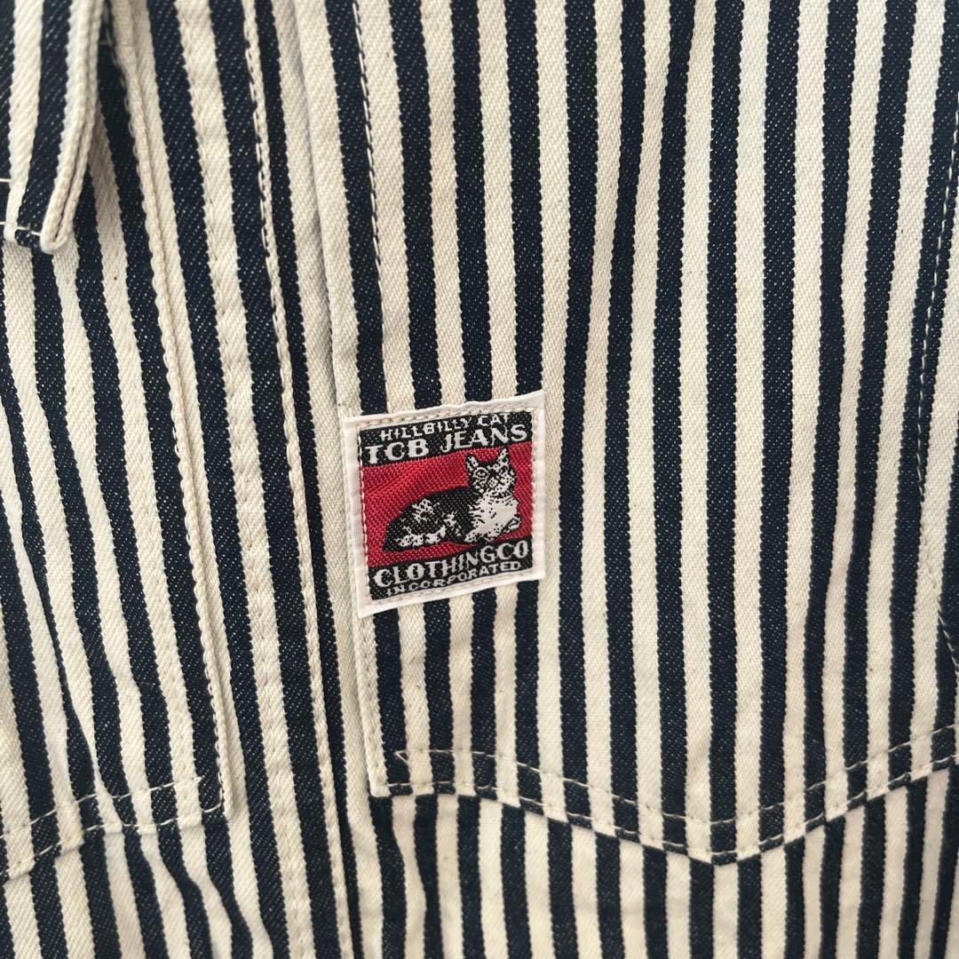 TCB Jeans ストライプオーバーオール 36