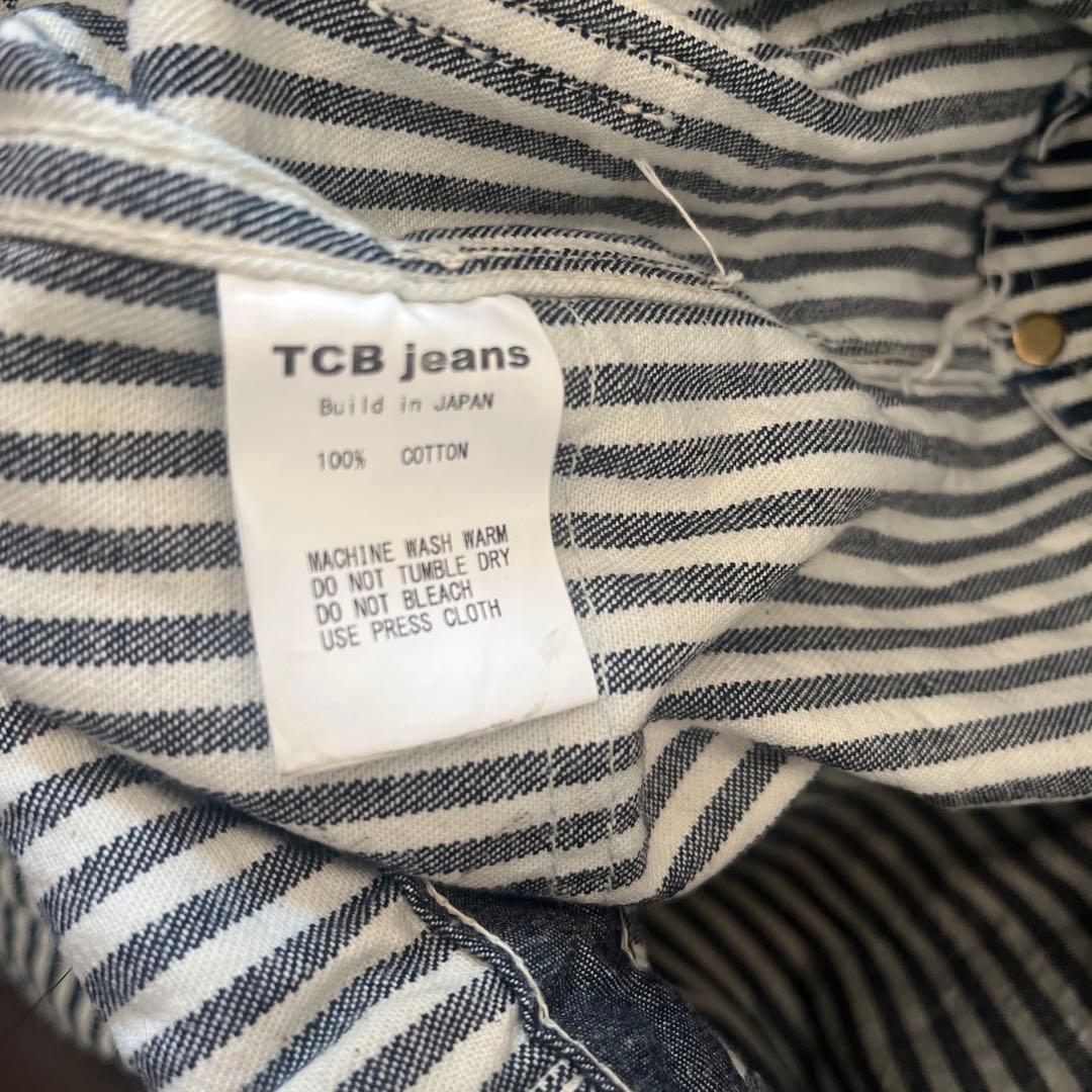 TCB Jeans ストライプオーバーオール 36