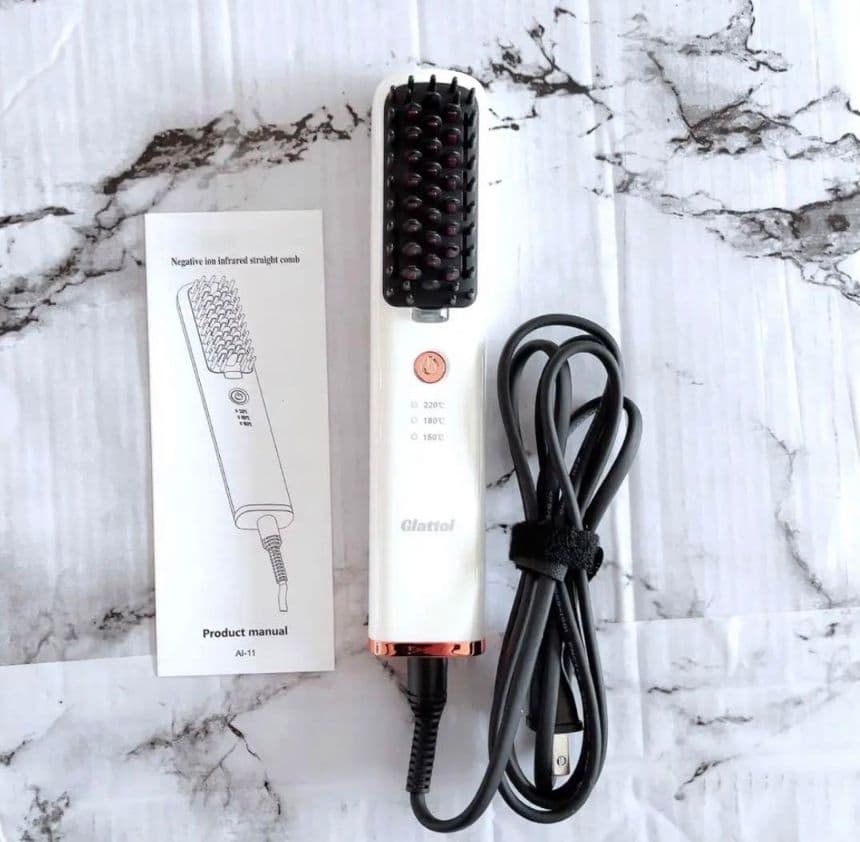 マイナスイオン ヘアアイロン ストレートアイロン ブラシ型 コテ 自動OFF　③