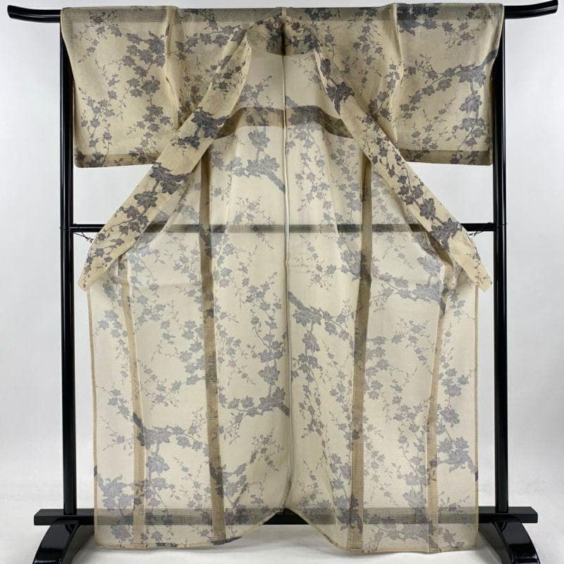 竺仙 絹紅梅 夏着物 薄物 クリーム地 浴衣