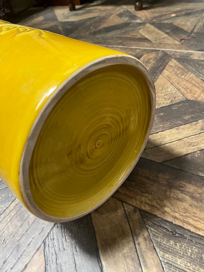 たむ ＊陶器 傘立て インテリア 昭和レトロ 黄色 玄関