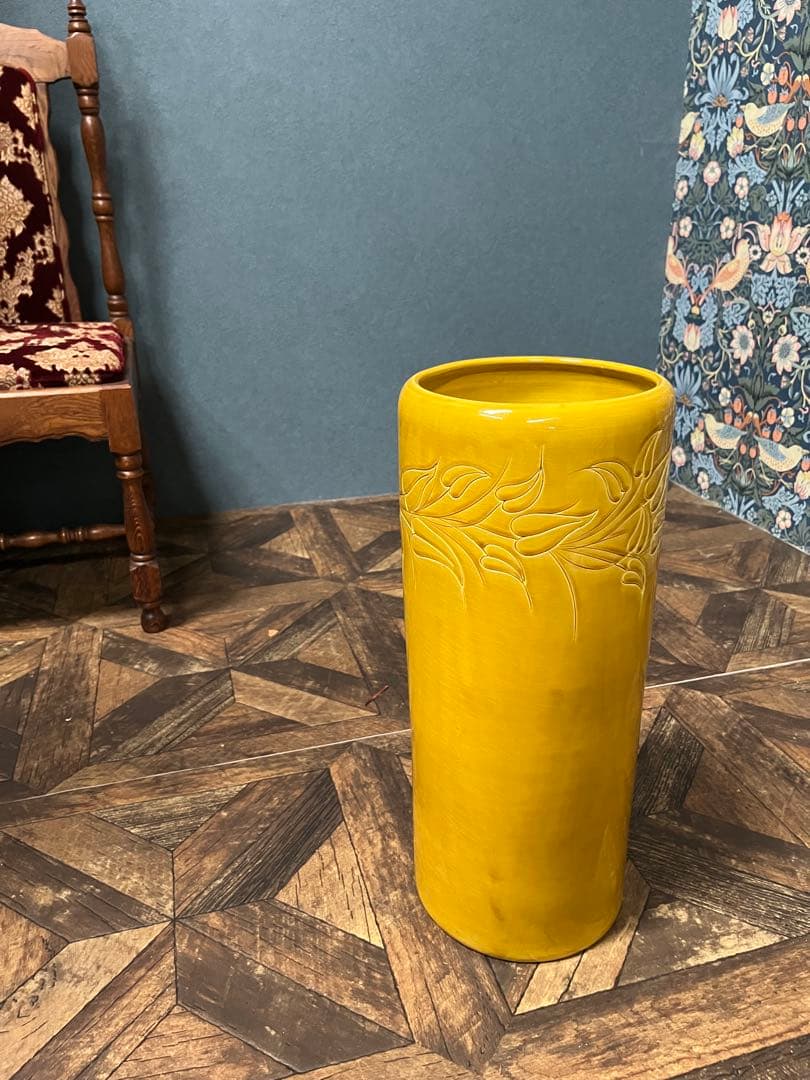 たむ ＊陶器 傘立て インテリア 昭和レトロ 黄色 玄関