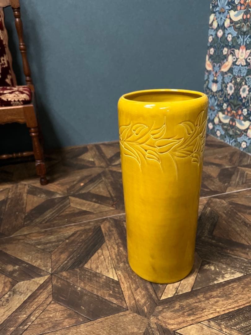 たむ ＊陶器 傘立て インテリア 昭和レトロ 黄色 玄関