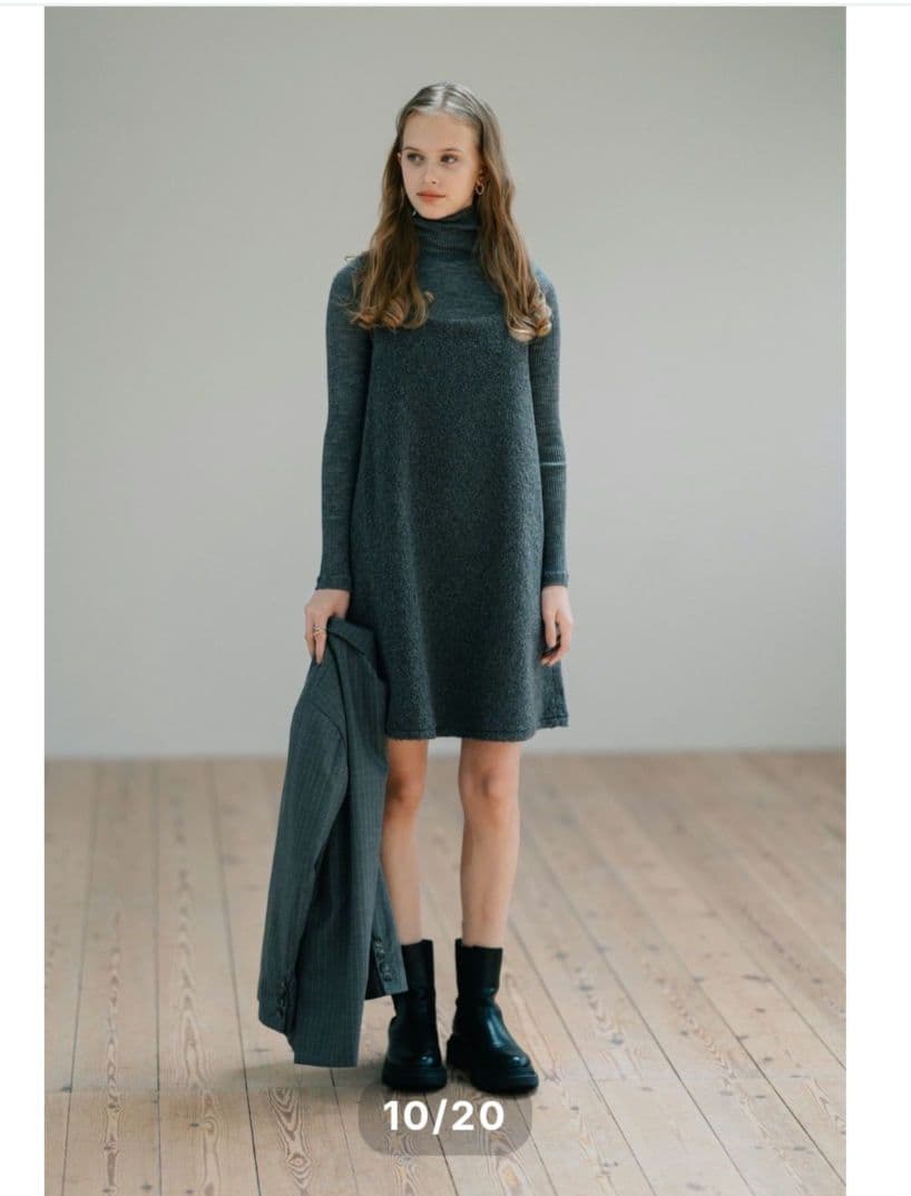 pois square poodle onepiece グレー M