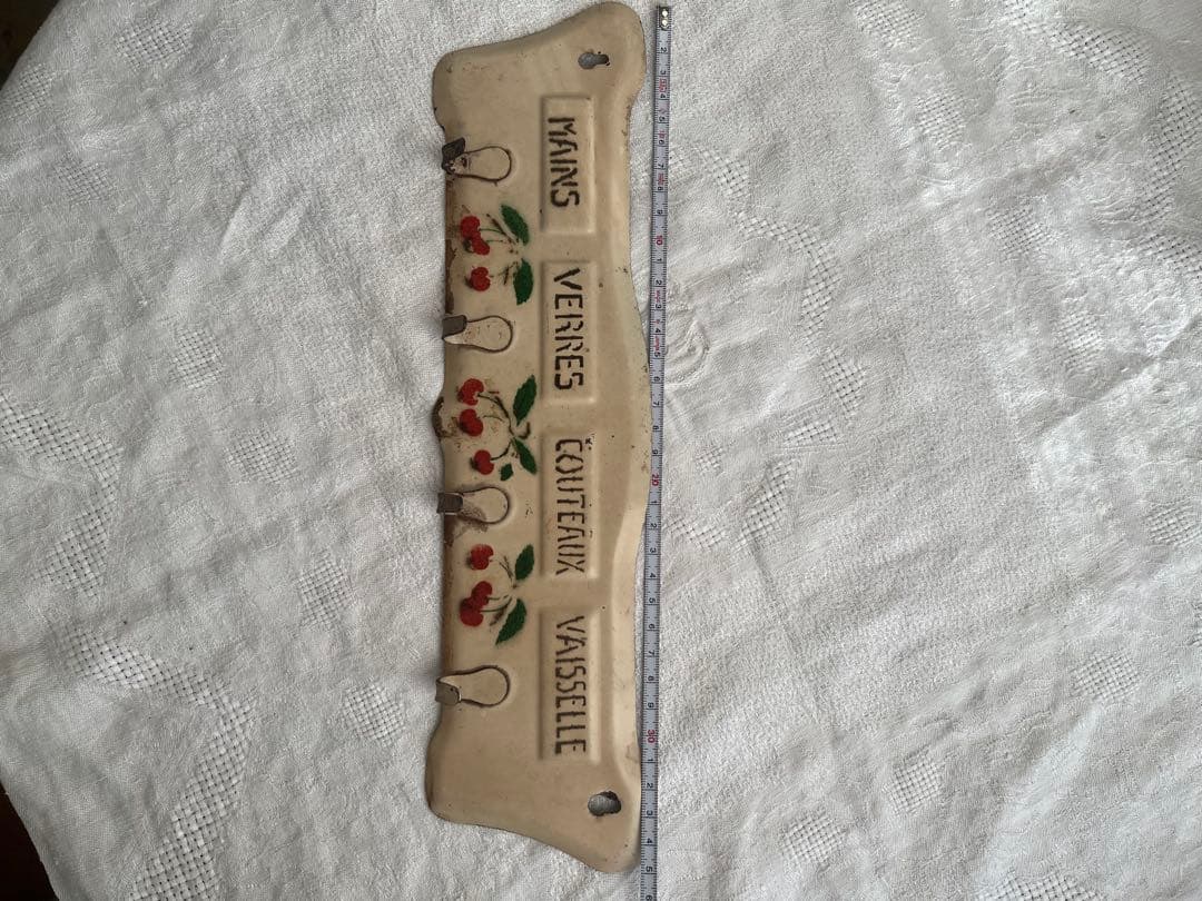 フランスアンティーク　さくらんぼ　ブリキ　フック