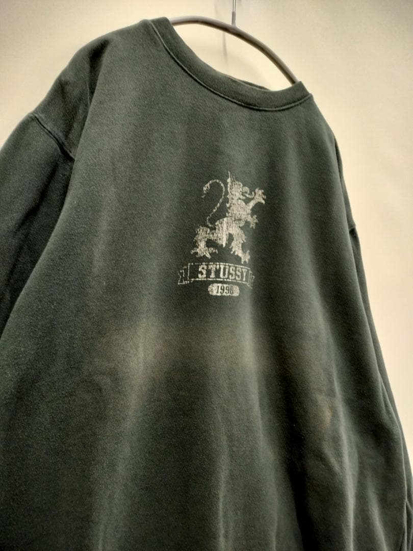 ステューシー90sヴィンテージ紺タグスウェット/ドラゴンライオンロゴSIZE L