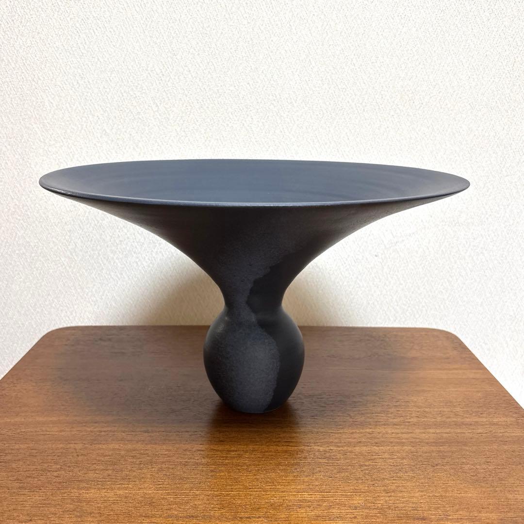 いけばな　池坊　花器　グレー　陶器