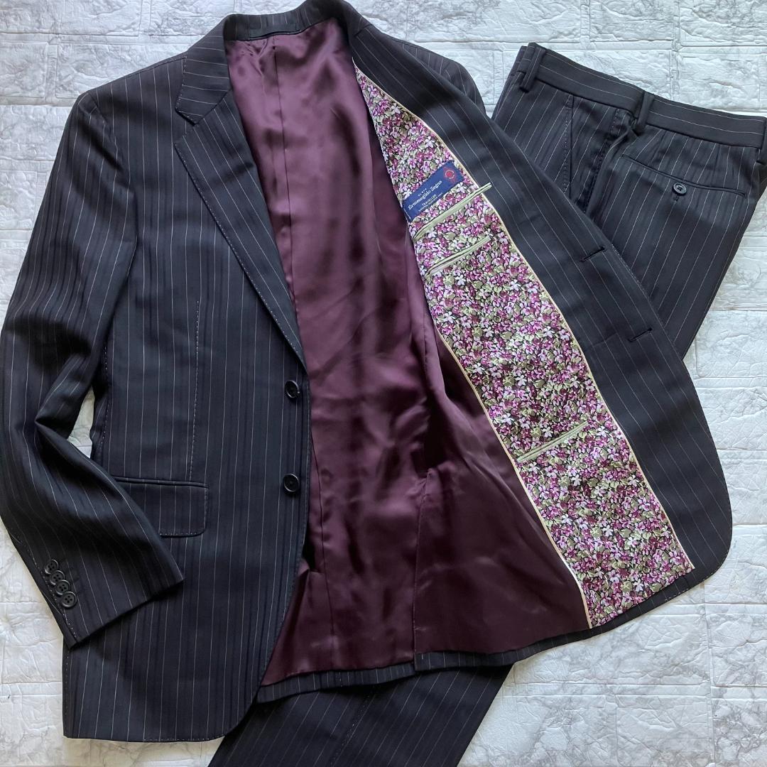 極美品◎ポールスミス エルメネジルドゼニア スーツ セットアップ 花柄 ブラック