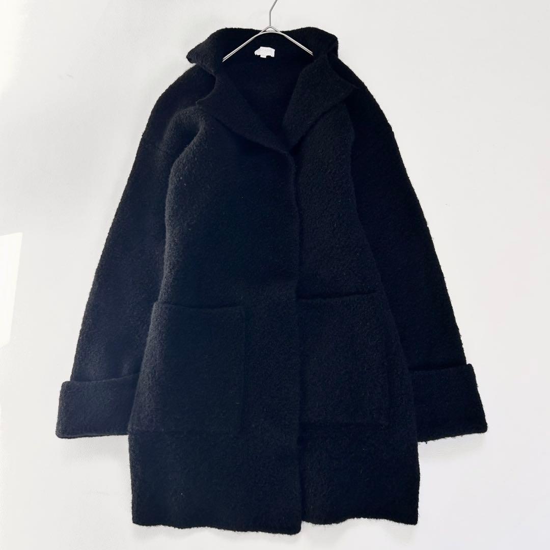 美品✨エスカーダ ベルテッドコート ニットコート ブラック