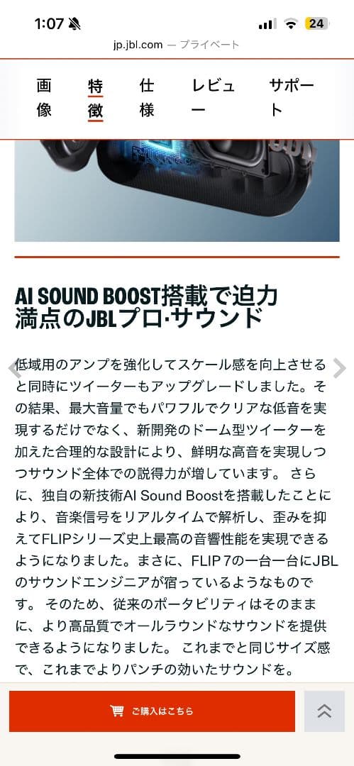 JBL Flip 7 ワイヤレススピーカー