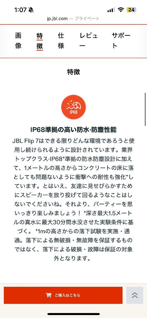 JBL Flip 7 ワイヤレススピーカー