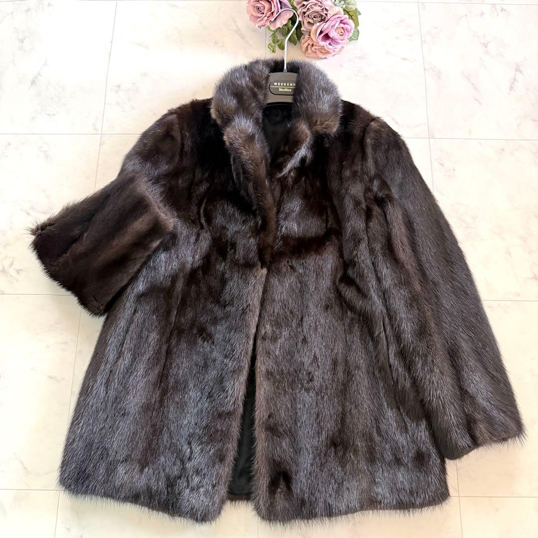 マホガニーミンク ハーフ ファーコート リアルファー 毛皮 毛並◎ なめし柔らか