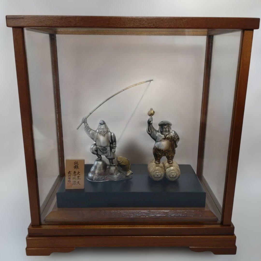 初代 武比古作　純銀 大黒天 恵比須　インテリア 縁起物 刻印有り 箱・説明書付