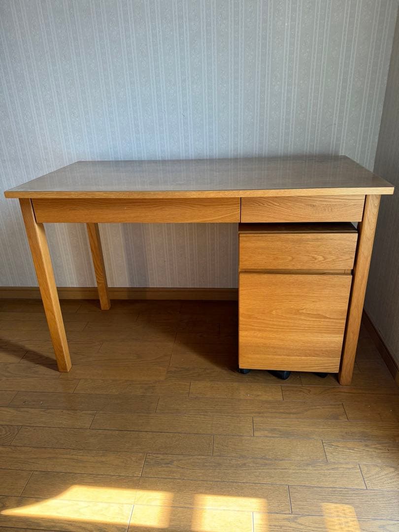 TH。無印良品　無垢材デスク(引き出し付き)オーク材