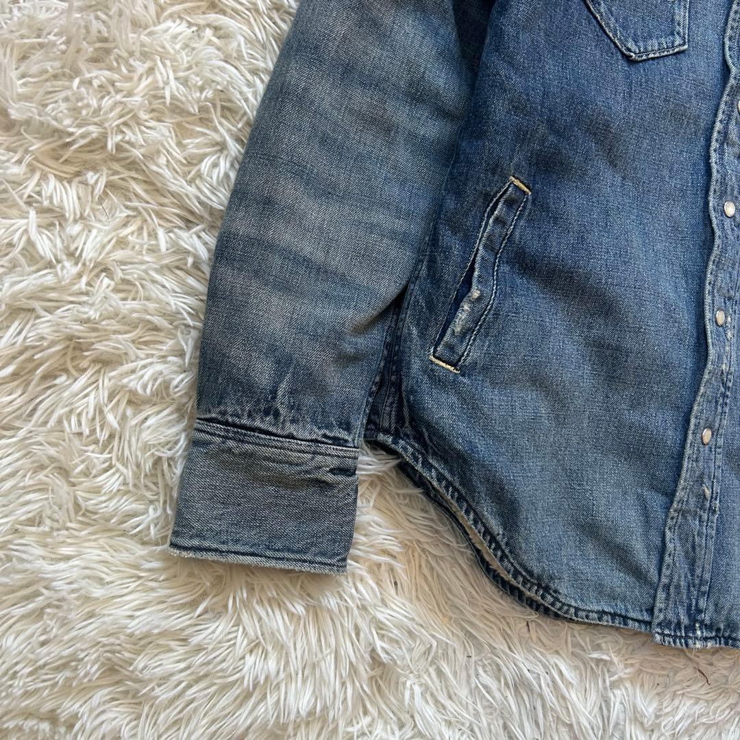 ポロラフルローレン　デニムウエスタンジャケット　ボア　ヴィンテージ加工　XS