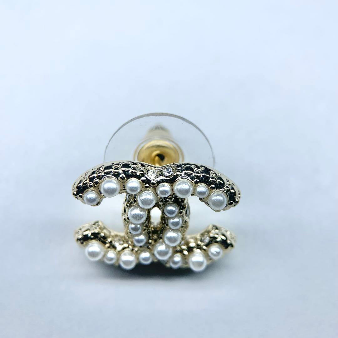 未使用級 CHANEL シャネル ピアス ココマーク パール装飾 片耳 2023