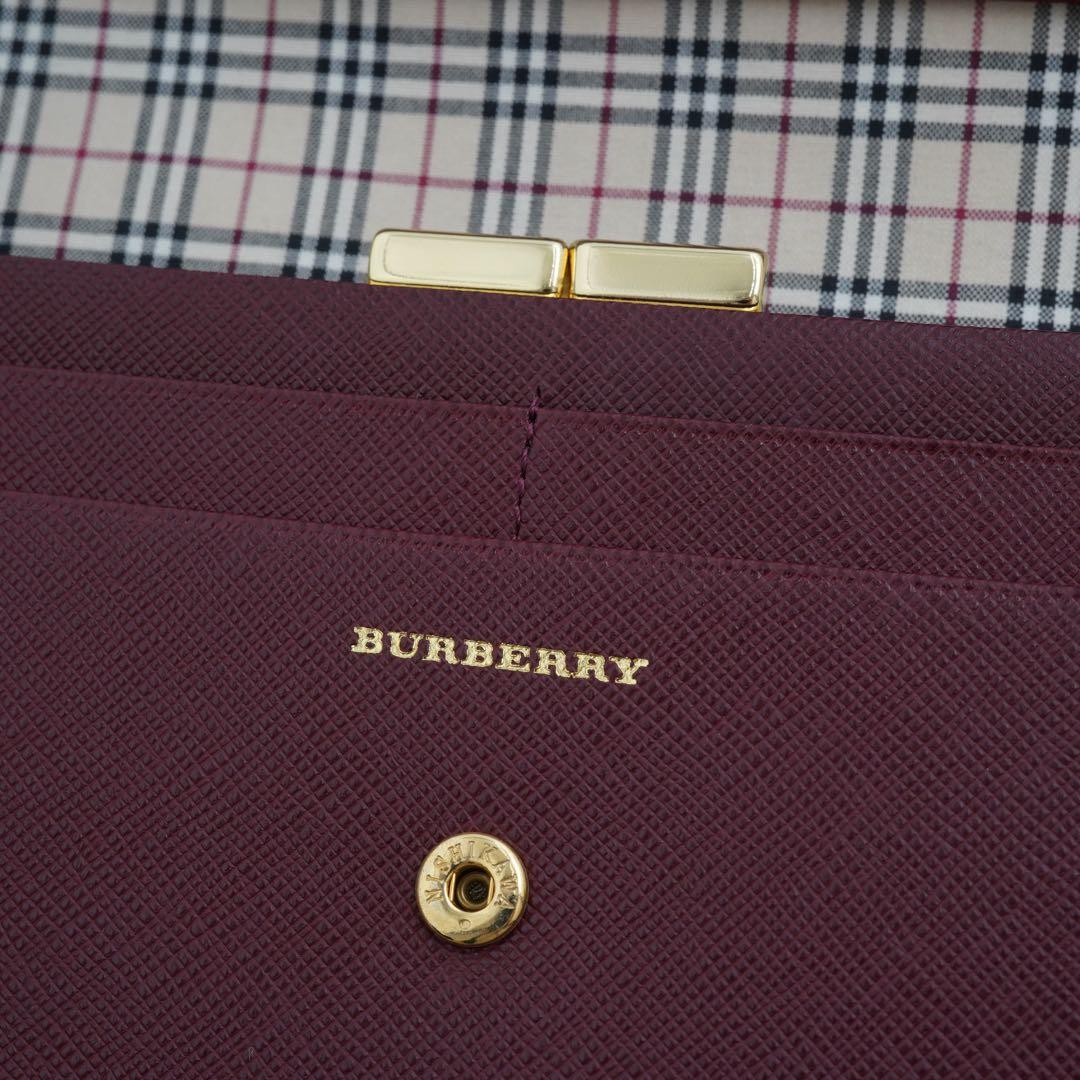 未使用品　箱付き　BURBREEY LONDON 長財布　ノバチェック　ボルドー