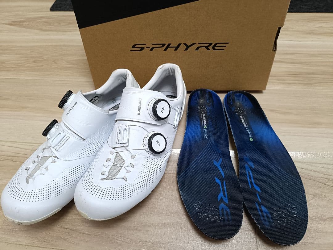 Shimano S-PHYRE ホワイト ロードバイクシューズ 39 WIDE