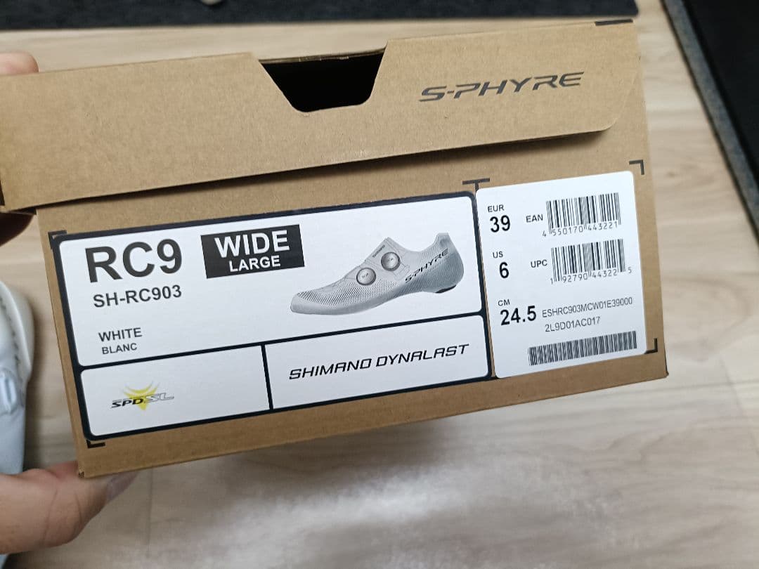 Shimano S-PHYRE ホワイト ロードバイクシューズ 39 WIDE
