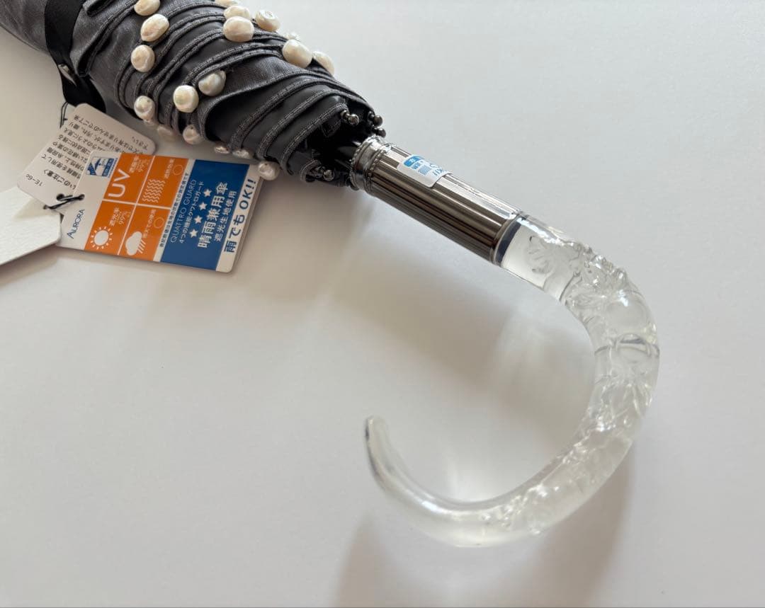 【新品】ジルスチュアート　日傘　ランダムパール付き　晴雨兼用傘　折りたたみ傘