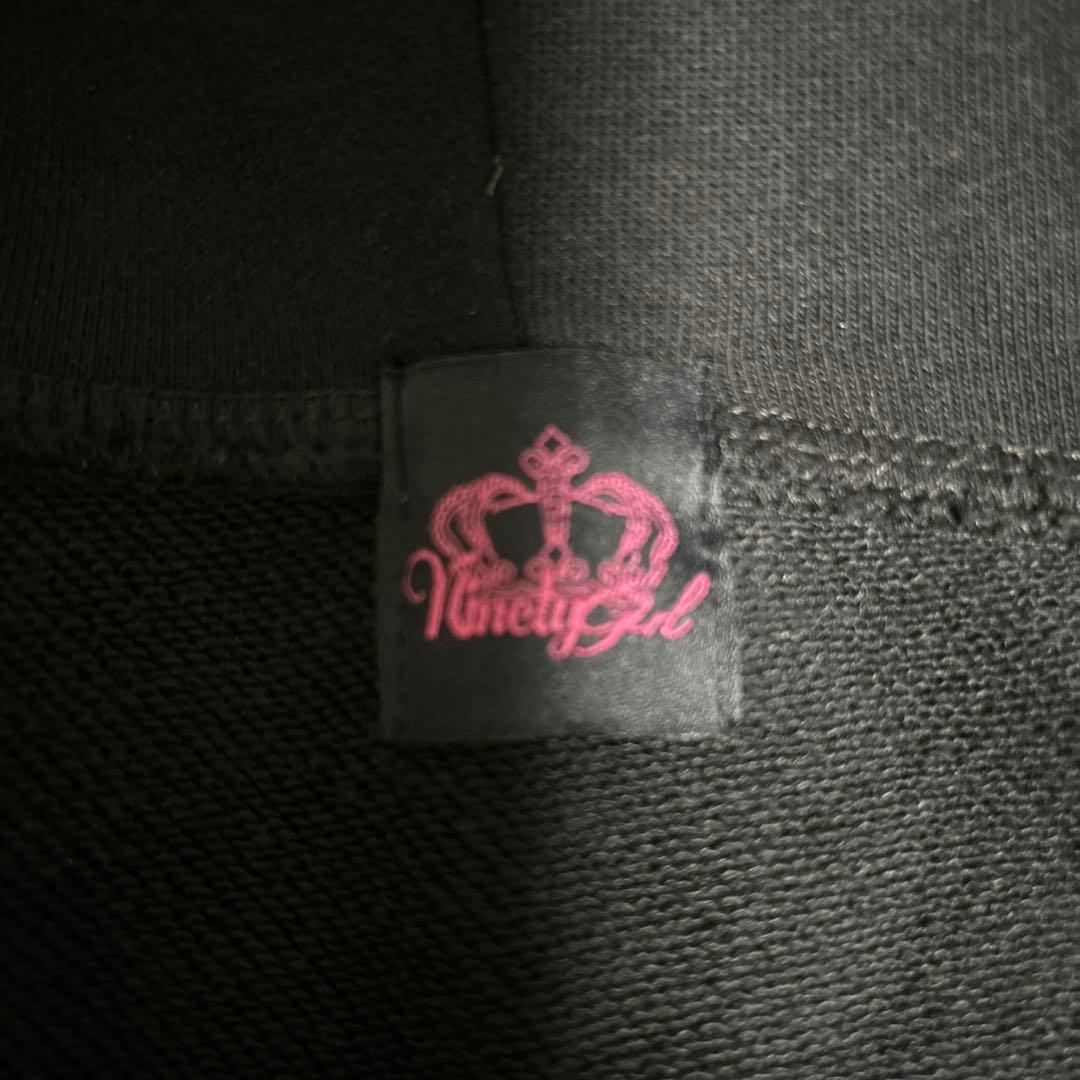 9090 ファー付きパーカー M 黒