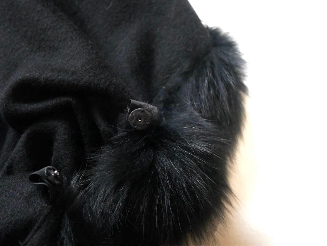 MOGA モガ ブルーFOX ウール×カシミヤ　ポンチョ ショール ブラック