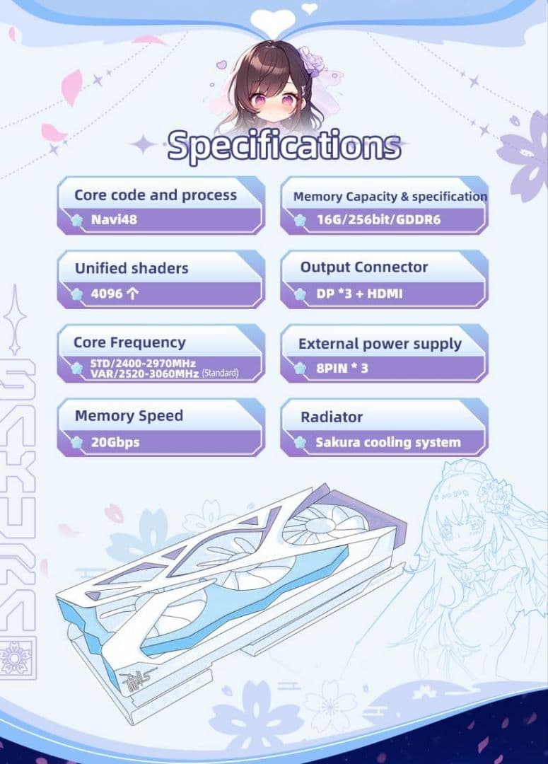 グラフィックボード・グラボ・ビデオカード YESTON AMD Radeon RX9070XT Sakura OC