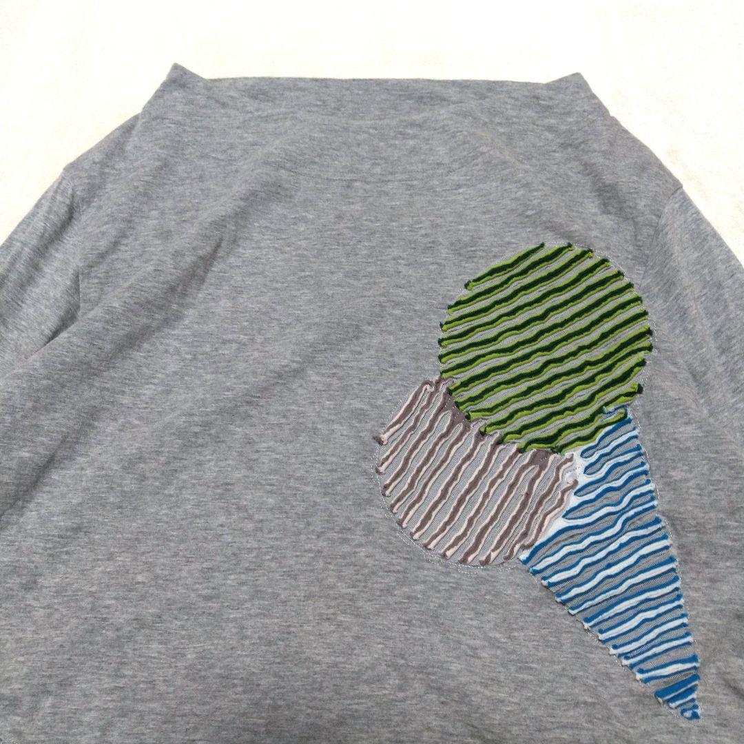 美品　慈雨　刺繍　長袖　カットソー　グレー　センソユニコ