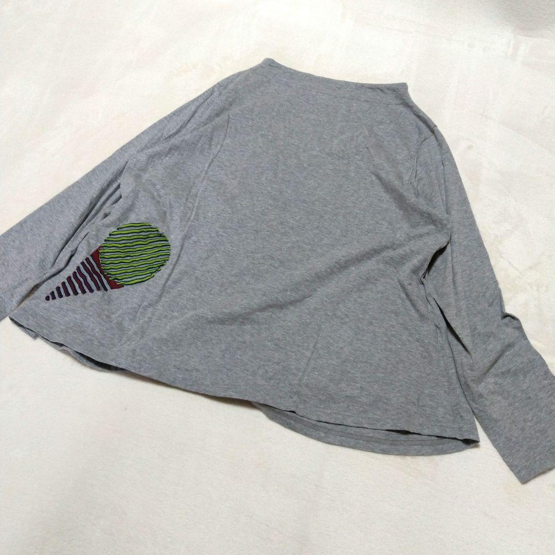美品　慈雨　刺繍　長袖　カットソー　グレー　センソユニコ
