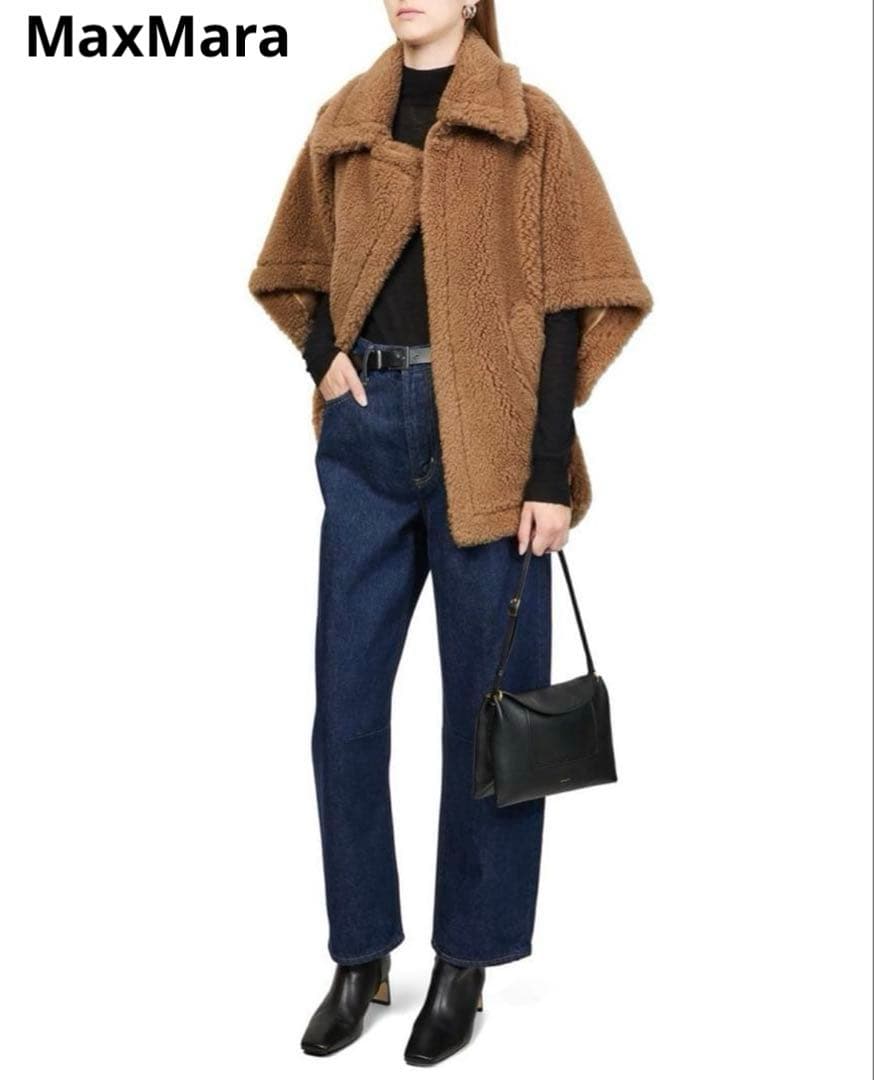 美品　マックスマーラ　MAX MARA　TEBE　テディケープ　F　キャメル
