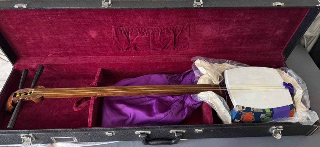 三味線本体 ケース付き　中棹　地唄