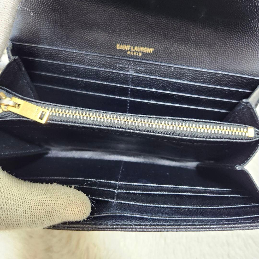 ✨未使用級✨サンローラン　長財布　二つ折り　カサンドラ　キャビアスキン　ブラック