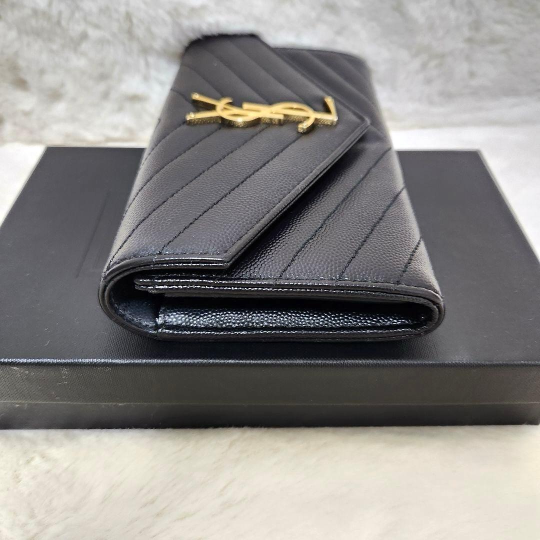 ✨未使用級✨サンローラン　長財布　二つ折り　カサンドラ　キャビアスキン　ブラック