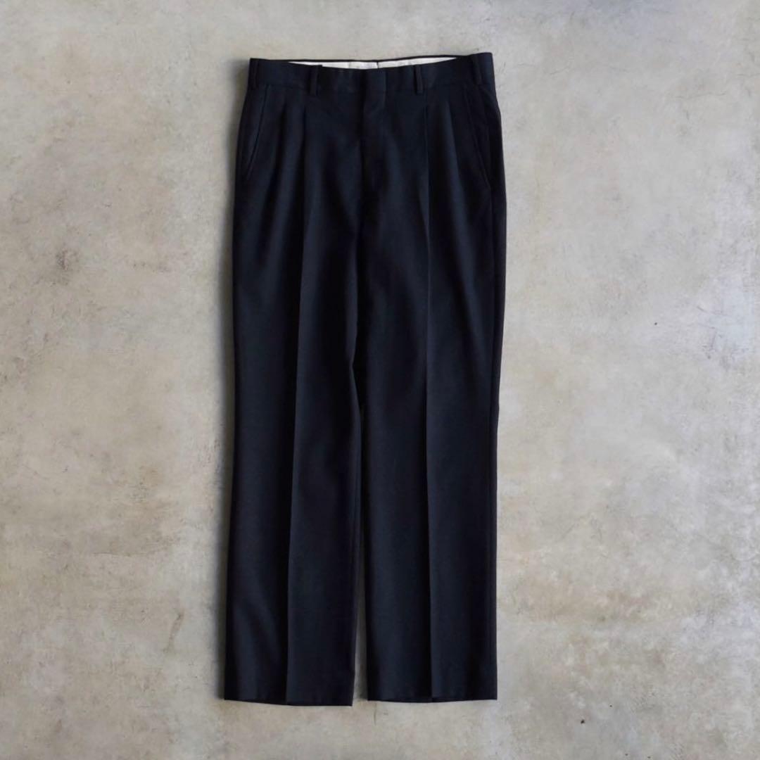 70s80s ノードストローム ウール ツータックスラックスネイビーW31L30