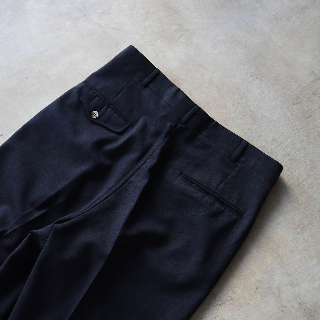 70s80s ノードストローム ウール ツータックスラックスネイビーW31L30