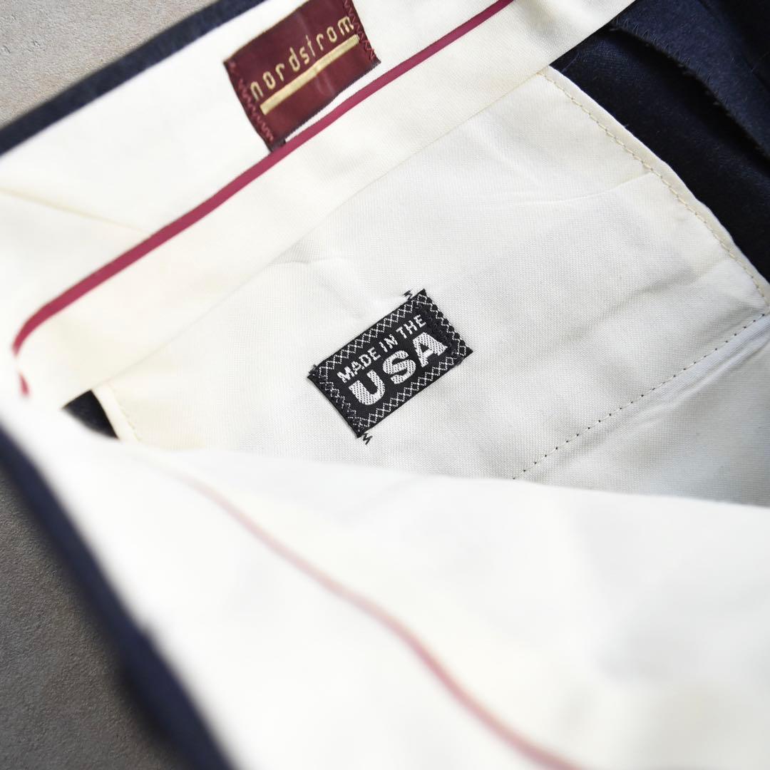 70s80s ノードストローム ウール ツータックスラックスネイビーW31L30