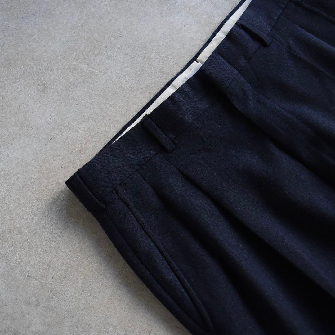 70s80s ノードストローム ウール ツータックスラックスネイビーW31L30