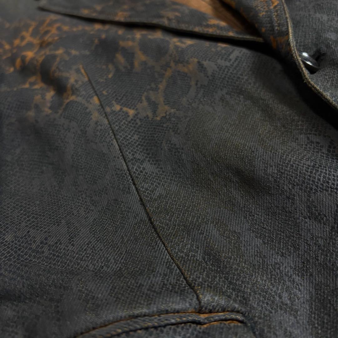 希少 5351 プールオム テーラードジャケット パイソン柄 黒×茶 サイズ3