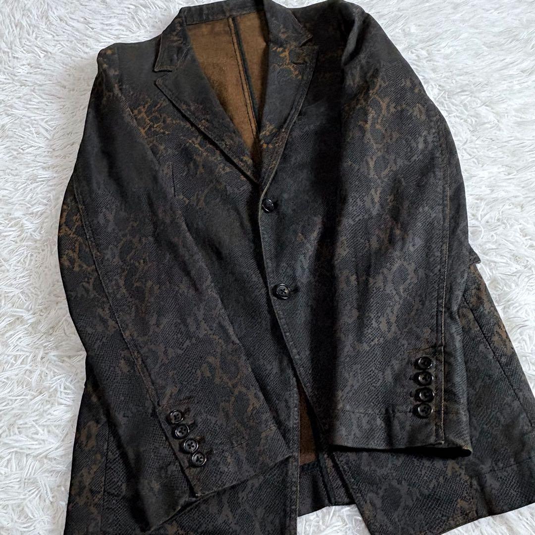 希少 5351 プールオム テーラードジャケット パイソン柄 黒×茶 サイズ3
