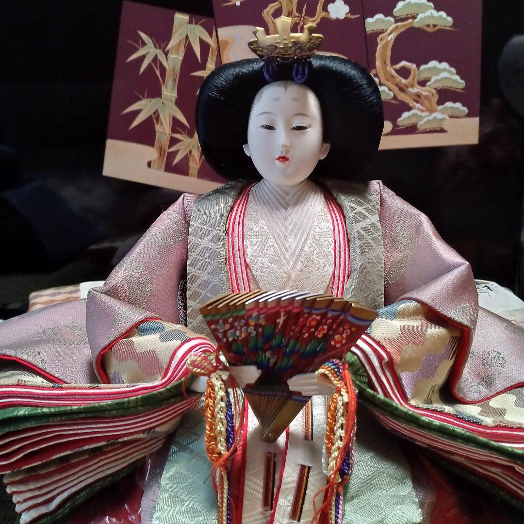 雛人形　親王飾り　希少「平安春峰」作　本格:京雛仕立て　お道具付き