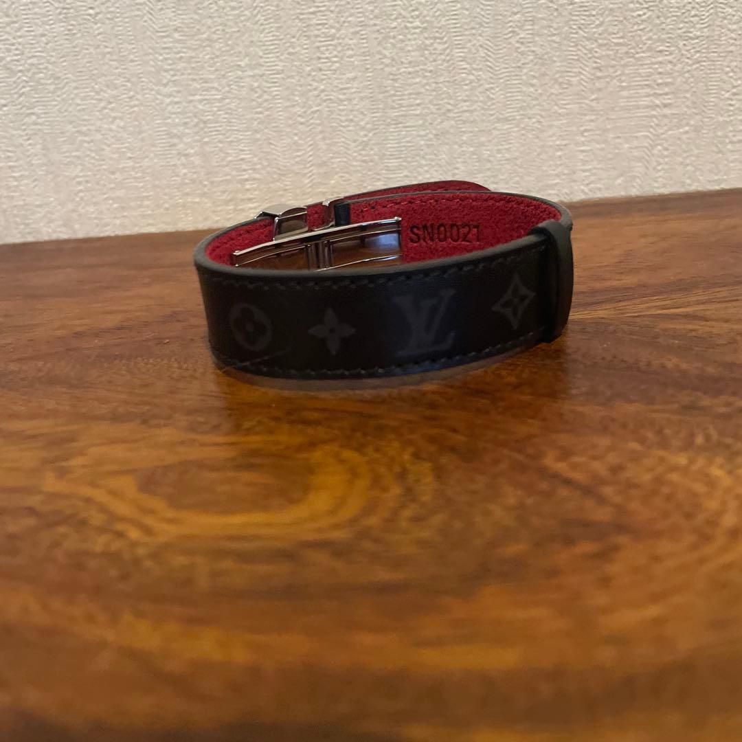 【美品】　ルイヴィトン モノグラム×フラワー　レザーバングル　ブラック